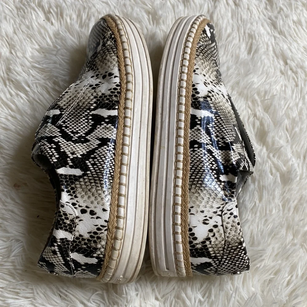 J Slides Black White Python Print Slip On Espadrille Sneakers Size 7